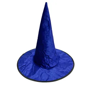 Blauw fluwelen heksenhoed detail, tovenaar kostuum accessoire voor Halloween feest verkleedkleding