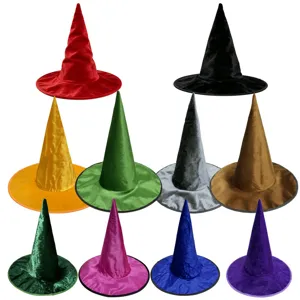 Halloween Heksenhoed Gekleurde Flannel Tovenaarshoed Party Cosplay Kostuum Accessoire Magische Hoed Voor Feest Decor