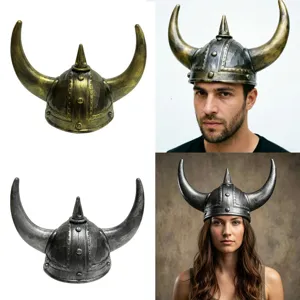 Viking Hoorn Hoed Piraten Krijger Helm Romeinse Plastic Piratenhoed Voor Halloween Podium Performance Cosplay Party Rekwisieten