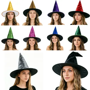 Halloween kleurrijke fluwelen heksenhoed tovenaar kostuum feestelijke hoofddeksel optie