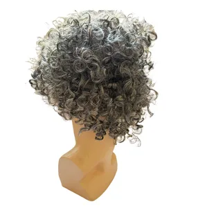 Short curly grey synthetic wig for women elderly costume cosplay party hair styling tool