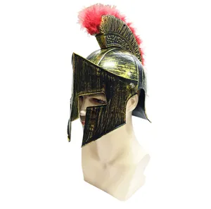 Ancient Roman Spartan warrior helmet detail, perfect for Halloween costume party dress up props.