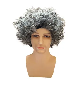 Short curly grey wig for women elderly style or cosplay costume party dressing up natural look.
