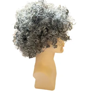 Silver grey curly wig short fluffy cosplay wig for women middle-aged daily wear holiday party hair