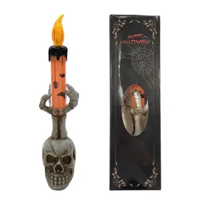 Halloween Skelett Kerzenhalter LED elektronische Totenkopf Lampe Gruselparty Deko