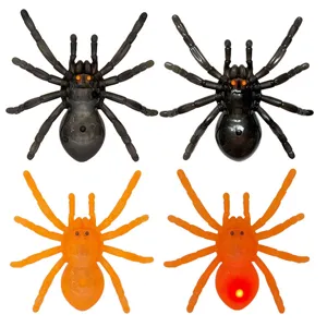 Halloween Plastic Glowing Spider Toy LED Light Up Prank Tricky Props Colorful Light Spider With Suction Cup For Party Decor