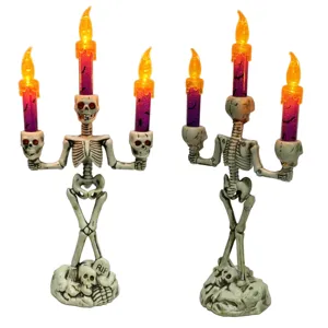Halloween LED Skelett Kandelaber Licht Gruselig Party Dekoration Elektronische Kerze