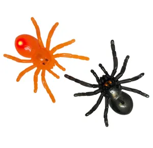 LED glowing plastic spider toy for Halloween party spooky prank decoration props details.