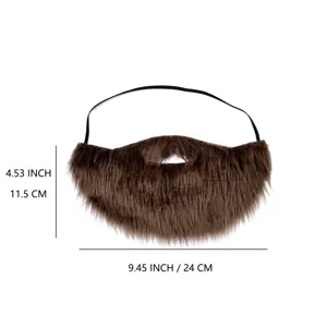 Finta barba marrone costume Halloween cosplay festa barba completa con elastico 24x11.5cm