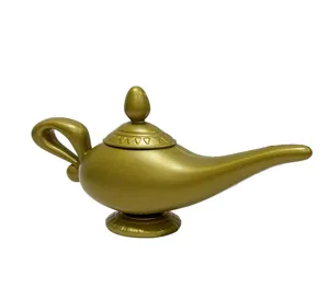 Aladdin magic lamp plastic gold prop toy for Halloween party cosplay stage decoration.