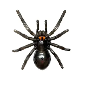 Plastic Halloween glowing spider toy, scary electronic trick prop with LED lights for party.