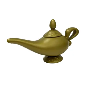 Golden Aladdin Magic Lamp Toy Prop Vintage Retro Party Decoration Stage Performance Ornament
