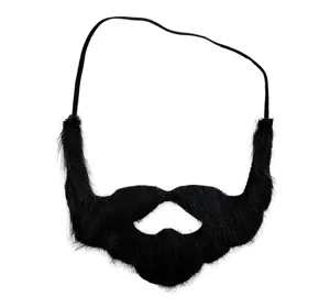 Finta barba nera con fascia elastica per festa di Halloween costume cosplay spettacolo.