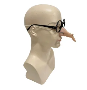 Detailed view of funny Halloween novelty long nose glasses prop for masquerade costume parties.