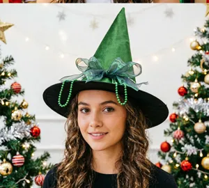Prasino kapelo magissas gia Halloween kai Christougenna, mytero kapelo magou kostoymi.