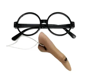 Funny Halloween witch disguise glasses with long nose prop, perfect for costume party pranks.