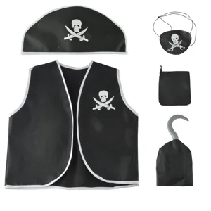 Kids pirate costume set with vest hat eye patch and hook for cosplay party performance