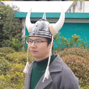 Viking horn helmet warrior costume hat for festival party dress up headwear decor