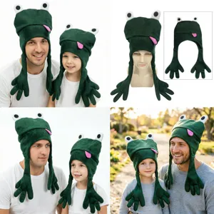 Lindo Sombrero Divertido de Rana de Dibujos Animados Peluche Animal Cosplay Tocado Orejera Larga Cosido Espectáculo Disfraz Fiesta Sombrero Unisex
