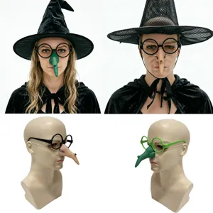 Halloween Witch Costume Prop Funny Long Nose Glasses Masquerade Party Prank Accessories For Carnival Dress Up Festive Supplies