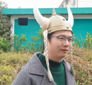 Viking horned helmet with braids costume hat for cosplay party, festival dress up, and fun events.