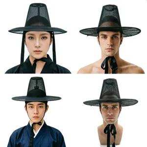 Traditioneller koreanischer Herren Gat Hut historisches breites Netz Performance