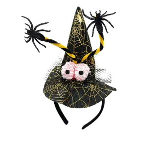 Halloween witch headband with spider and eyeball design, perfect for party costume dress-up.