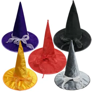 Sombrero de bruja de Halloween de terciopelo puntiagudo sombreros de mago fiesta disfraz accesorios