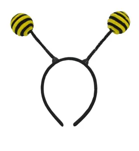 Kids cute bee antenna headband black yellow striped fuzzy balls headband for animal costume party