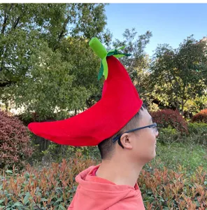 Divertido sombrero de chile rojo peluche fiesta disfraz tocado para cosplay y eventos.