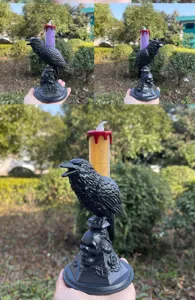 Halloween raven skull candle holder gothic electronic lamp party decoration festival prop