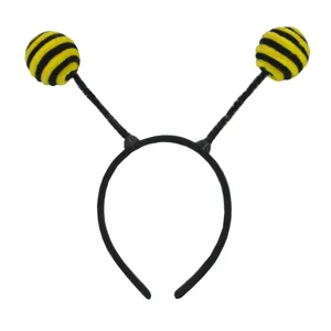 Kids bee costume headband with spring fuzzy antennae for Halloween party performance dress up.