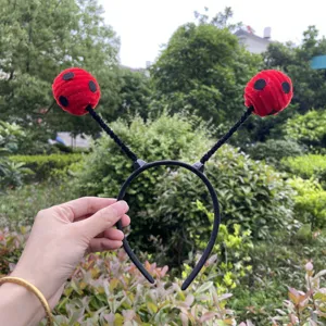 Children ladybug headband cute animal antenna hair hoop for party cosplay costume wear.