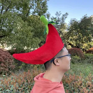 Divertido sombrero de chile rojo peluche disfraz tocado fiesta cosplay gorro gracioso
