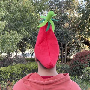 Divertido sombrero de chile rojo de peluche disfraz tocado novedad para fiesta