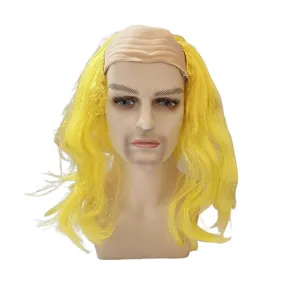 Divertente parrucca bionda lunga e calva per festa in costume cosplay gioco di ruolo supporto