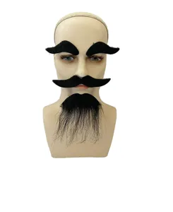 Black fake mustache beard and eyebrows set for costume party Halloween cosplay props.