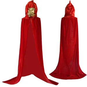 Red velvet hooded cloak cape for Halloween cosplay party adult costume stage performance