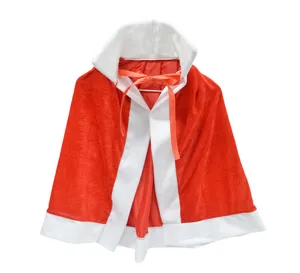 Red Christmas hooded cape cloak costume holiday party cosplay apparel accessory detail view