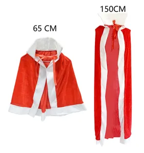 Red and white Christmas and Halloween cape cloak costume, available in 65cm and 150cm sizes.