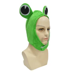 Cute green frog plush headgear funny cartoon big eyes hat for children performance