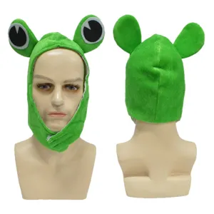 Green plush frog hat cute funny cartoon big eyes animal costume hood for kids performance