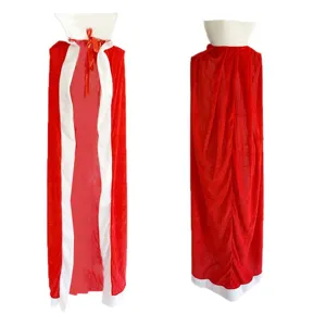Red velvet cloak cape with white collar for Halloween Christmas cosplay party performance