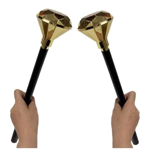 Gold diamond scepter wand detail view, perfect for Halloween costume party dress up props.