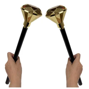Halloween plastic golden diamond scepter magic wand prop for party costume dress up