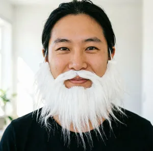 Finta barba da Babbo Natale bianca di simulazione per accessorio di festa in costume.