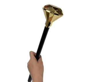 Detail shot of a gold diamond magic scepter wand, perfect for Halloween and party dress up.