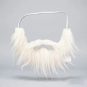 Barba finta bianca da Babbo Natale in peluche con elastico per accessori festa