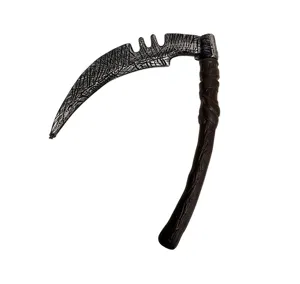 Halloween plastic grim reaper scythe toy weapon for holiday cosplay performance prop detail shot