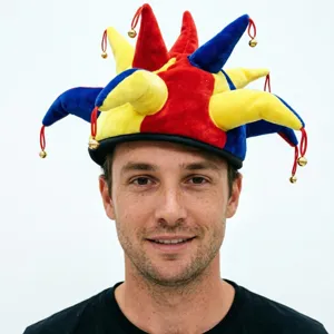 Funny jester hat colorful party carnival clown costume headwear with bells for halloween
